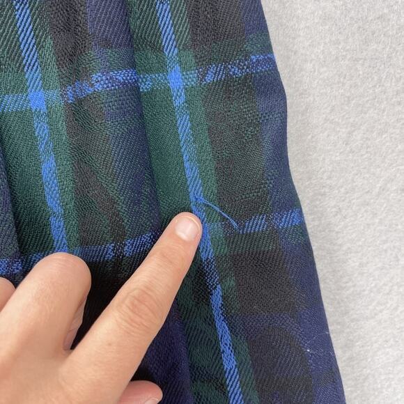 Pendleton Vest Skirt Set Womens 6 Green Blue Plaid Wool Petite Pleated Made USA - Picture 15 of 16